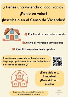 Cartel del Censo de Viviendas y Locales Vacíos de la Campiña Sur Cordobesa.