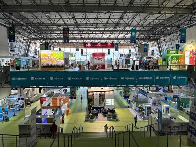 Plano general del avance del montaje de Infoagro Exhibition 2025.