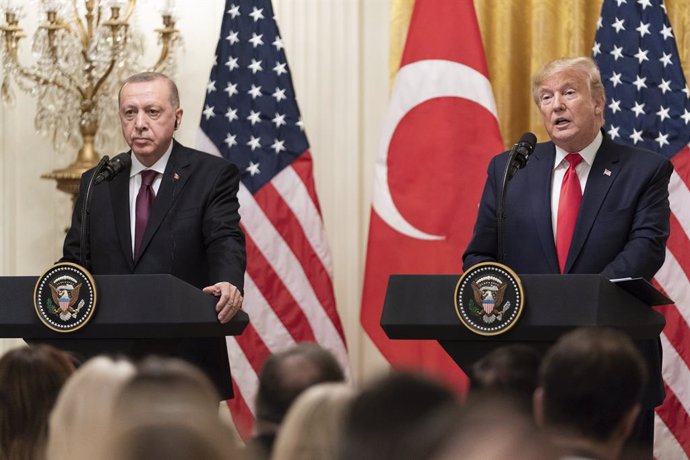 Archivo - November 13, 2019, Washington, DC, United States of America: Washington, United States of America. 13 November, 2019. U.S President Donald Trump and Turkish President Recep Tayyip Erdogan during a joint press conference in the East Room of the W