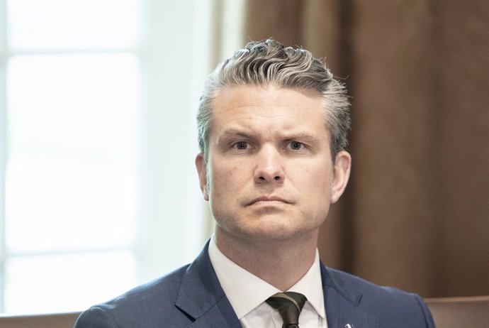 April 30, 2025, Washington, District Of Columbia, USA: United States Secretary of Defense Pete Hegseth listens during a cabinet meeting held by United States President Donald J Trump in the Cabinet Room of the White House in Washington, DC, US, on Wednesd