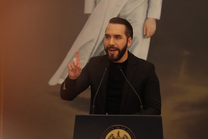 Archivo - Arquivo - 14 de janeiro de 2025, San Salvador, San Salvador, El Salvador: Nayib Bukele, presidente de El Salvador, durante entrevista coletiva na Casa Presidencial, San Salvador, El Salvador.