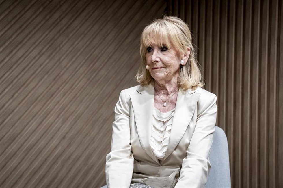 La expresidenta de la Comunidad de Madrid Esperanza Aguirre, durante la presentación de su nuevo libro Una liberal en política. Por qué lo que funciona es el liberalismo, a 19 de mayo de 2025, en Madrid (España). (Foto de archivo).