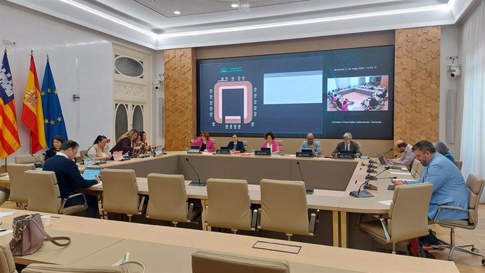 La consellera de Presidencia y Administraciones Públicas, Antònia Maria Estarellas, durante su comparecencia en la Comisión de Asuntos Institucionales y Generales.