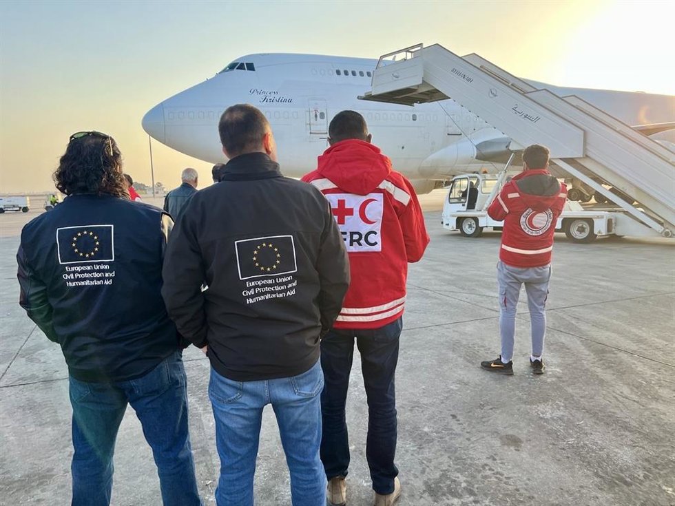Archivo - Llegada a Damasco de los primeros aviones de ayuda de la UE para Siria