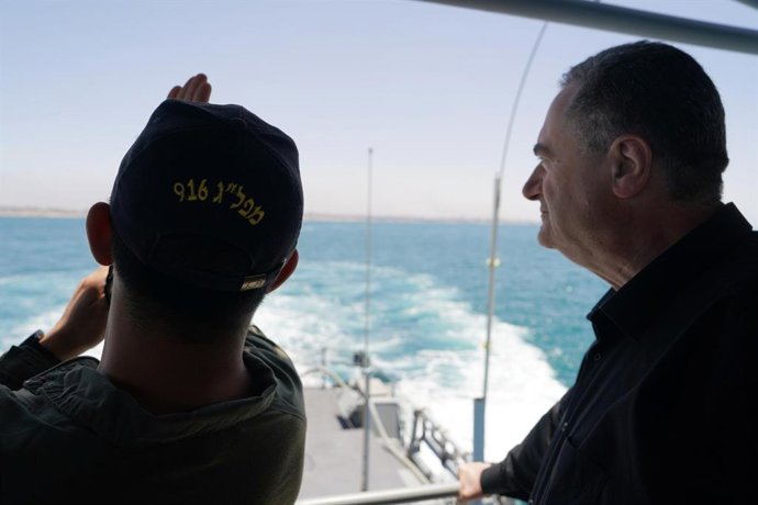O ministro da Defesa de Israel, Israel Katz, durante uma visita à base naval de Ashdod.