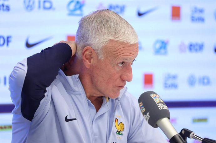 Archivo - 13 October 2024, Belgium, Brussels: France head coach Didier Deschamps attends a press conference at the Roi Baudoin Stadium, ahead of the Monday's UEFA Nations League soccer match against Belgium. Photo: Virginie Lefour/Belga/dpa
