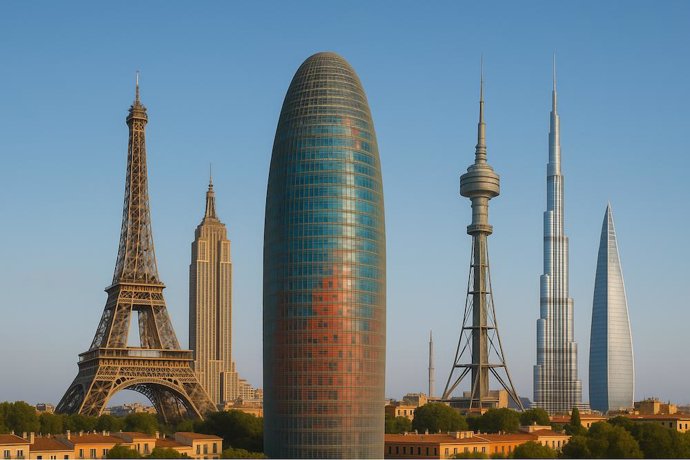 Fotomontaje de la Torre Glòries con otras torres de la WFGT