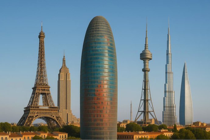 Fotomontaje de la Torre Glòries con otras torres de la WFGT