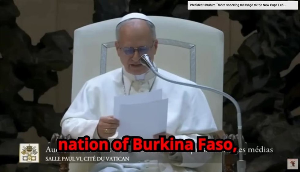 Archivo - Captura del vídeo falso del Papa León XIV.