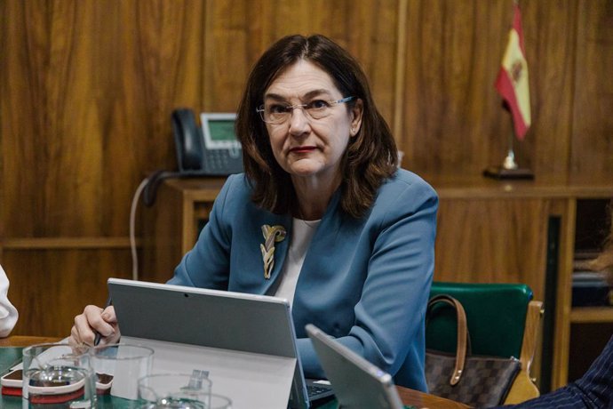 La presidenta de la Comisión Nacional de los Mercados y la Competencia (CNMC), Cani Fernández, durante una reunión con la vicepresidenta tercera y ministra para la Transición Ecológica, Cani Fernández, a 1 de mayo de 2025, en Madrid (España). La finalidad