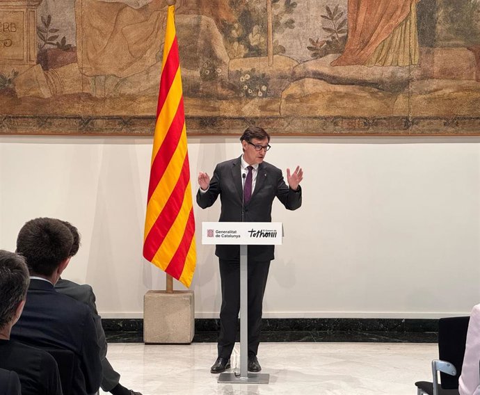 El presidente de la Generalitat, Salvador Illa, este miércoles en la presentación