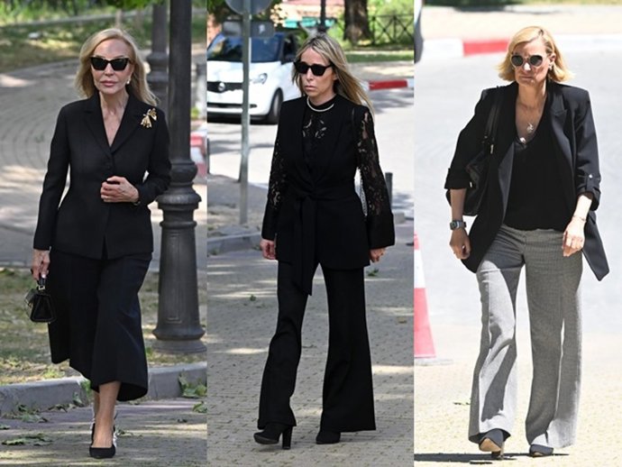 CARMEN LOMANA; NADIA HALAMANDARI Y MARÍA ZURITA EN EL TANATORIO DE FRANCISCO DE BORBÓN Y ESCASANY