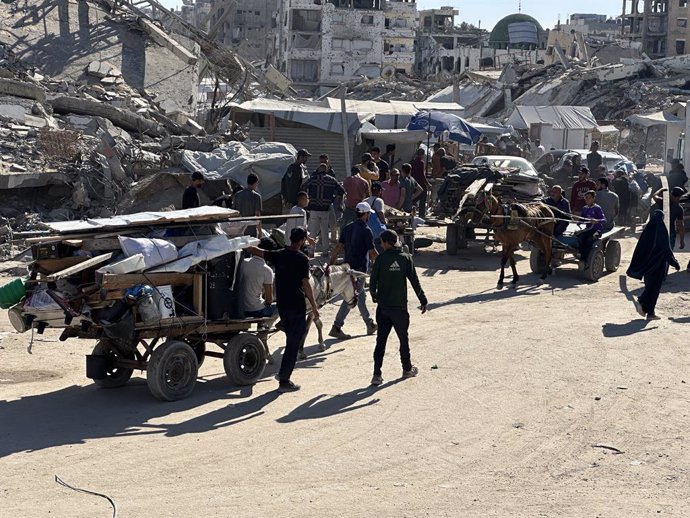 Imagen de archivo de desplazados palestinos en la Franja de Gaza