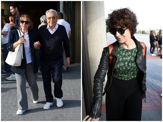 Andrés Pajares y su mujer, Juana, y la actriz Adriana Ozores, sobrina de Mariano Ozores, han querido dar su último adiós al director en el Tanatorio de Tres Cantos