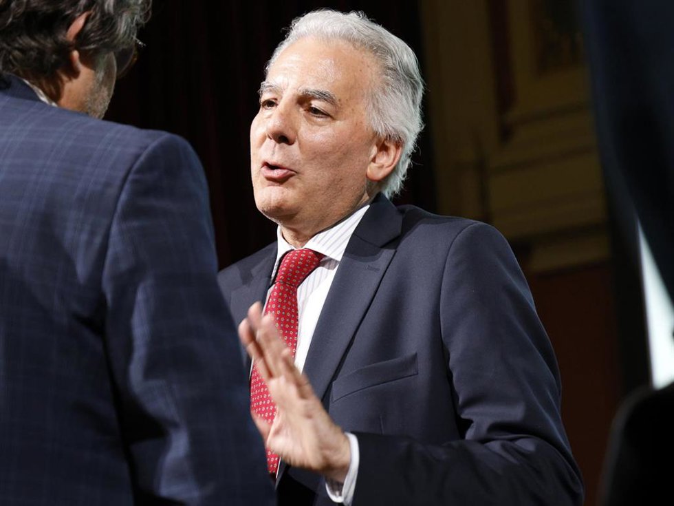 Álvaro Vargas Llosa durante la presentación del libro 'El polemista arriesgado. Catorce asedios liberales a Vargas Llosa', este miércoles en Madrid