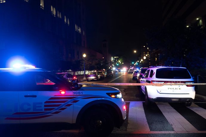 21 de maio de 2025, Washington, Distrito de Colúmbia, EUA: A polícia de Washington DC respondeu a um duplo tiroteio que deixou dois funcionários da Embaixada de Israel mortos após um evento no Museu Judaico do Capitólio em 21 de maio de 2025.