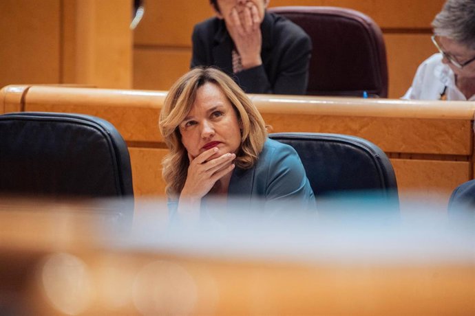 Archivo - La ministra de Educación, Formación Profesional y Deportes y portavoz del Gobierno, Pilar Alegría, durante una sesión de control al Gobierno en el Senado, a 11 de febrero de 2025, en Madrid (España). 