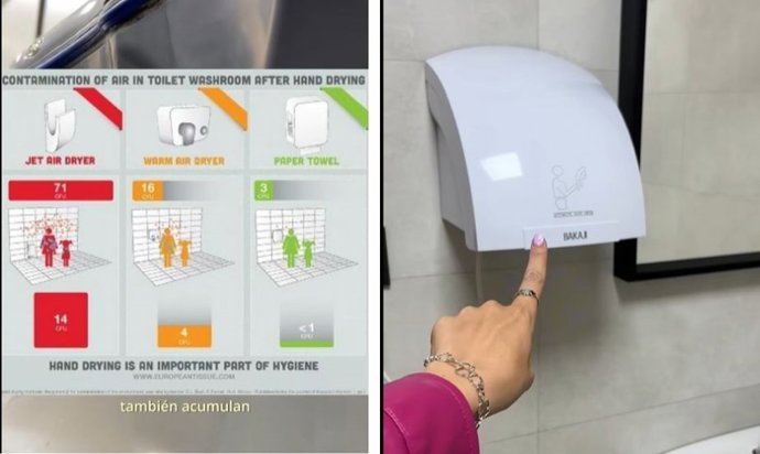 Lucía Almagro, biotecnóloga, explica por qué evita los secadores de manos en baños públicos: recontaminan tus manos