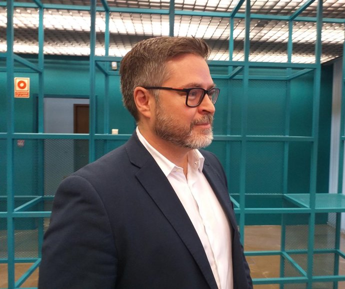 El director general de Transformación Digital del Ministerio de Justicia, Aitor Cubo, antes de participar en la jornada Laboratorio Legal y Justicia Tech, en el edificio AS5HUB del Parque Científico y Tecnológico de Gijón