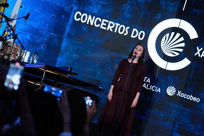 La cantante Luz Casal, en el acto de presentación de los 'Concertos do Xacobeo' en la Casa de Galicia, en Madrid.