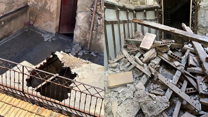 Ensulsiada interior en l'edifici de l'antiga Banca Peral d'Elx