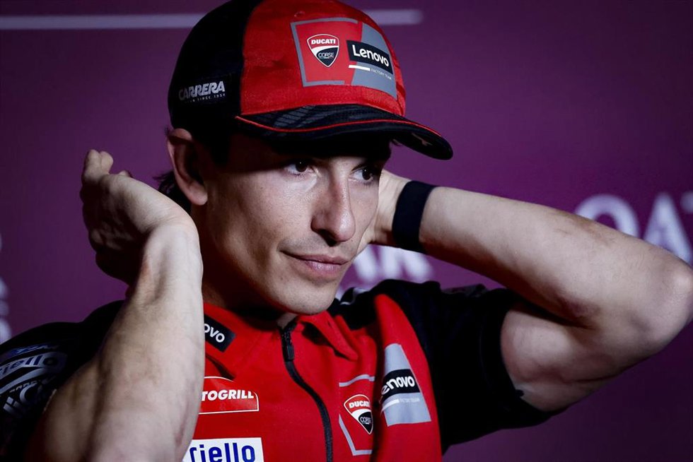 Archivo - El piloto español Marc Márquez durante una rueda de prensa 