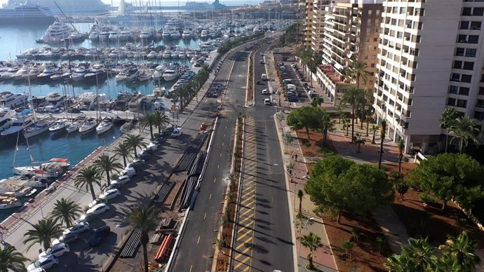 Archivo - Vista aérea del Paseo Marítimo de Palma.