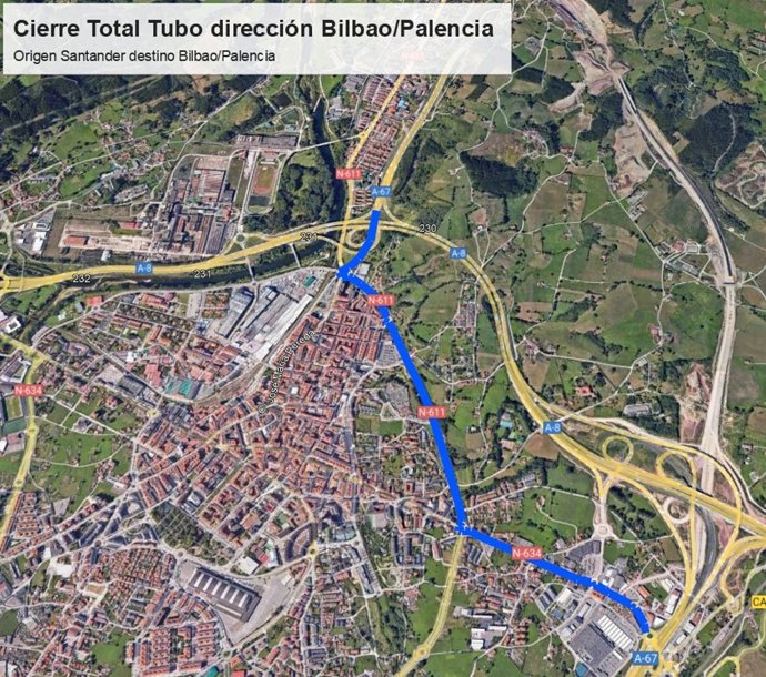 Corte de tráfico en el túnel de Torrelavega