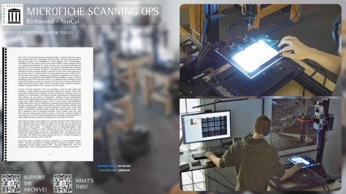 Proceso de digitalización de documentos de Internet Archive.