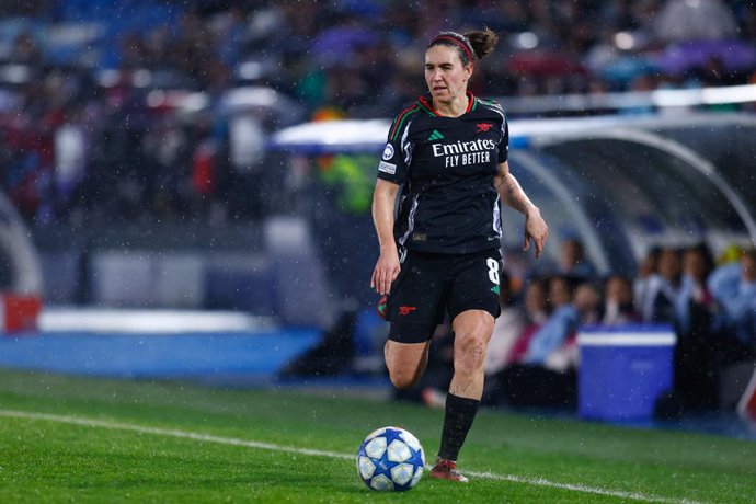 Archivo - Mariona Caldentey of Arsenal FC in action during the UEFA Women’s Champions League Quarter Final first leg, football match played between Real Madrid CF and Arsenal FC at Alfredo Di Stefano stadium on March 18, 2025, in Valdebebas, Madrid, Spain