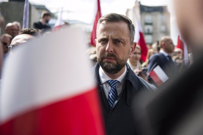 May 19, 2025, Warsaw, Poland: Wladyslaw Kosiniak-Kamysz, Chairman of the Polish People's Party (PSL) and Minister of National Defense speak at a press conference with Rafal Trzaskowski (not in view). Civic Coalition's (KO) candidate in the Polish presiden