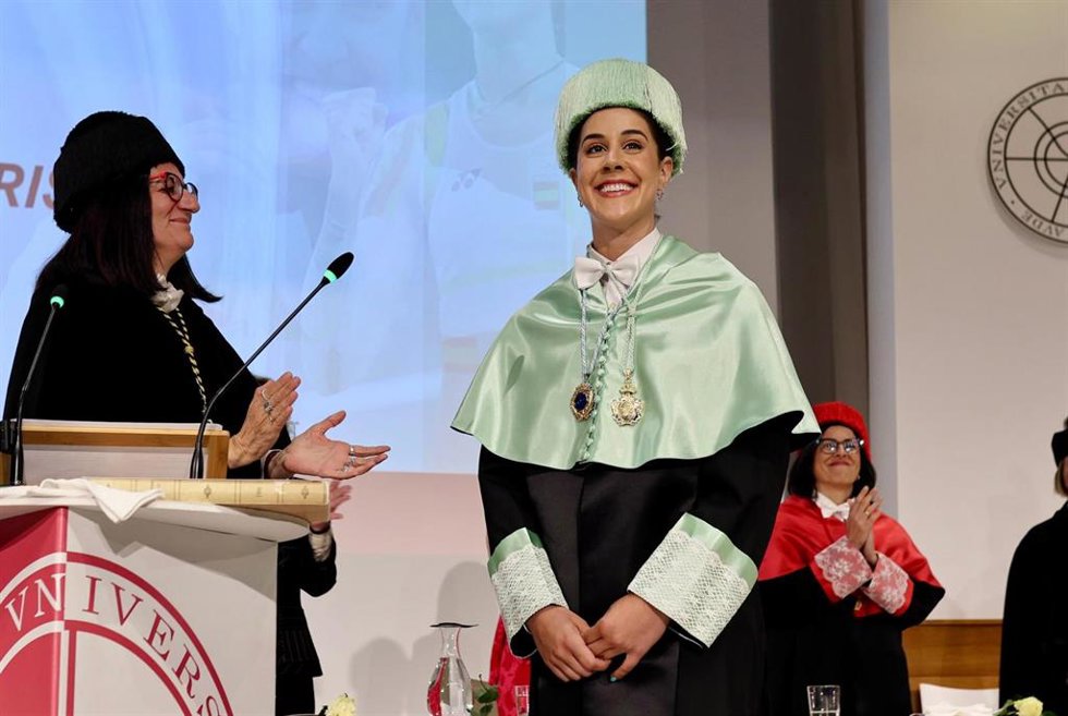La deportista Carolina Marín, investida este viernes como doctora Honoris Causa por la Universidad de Huelva.