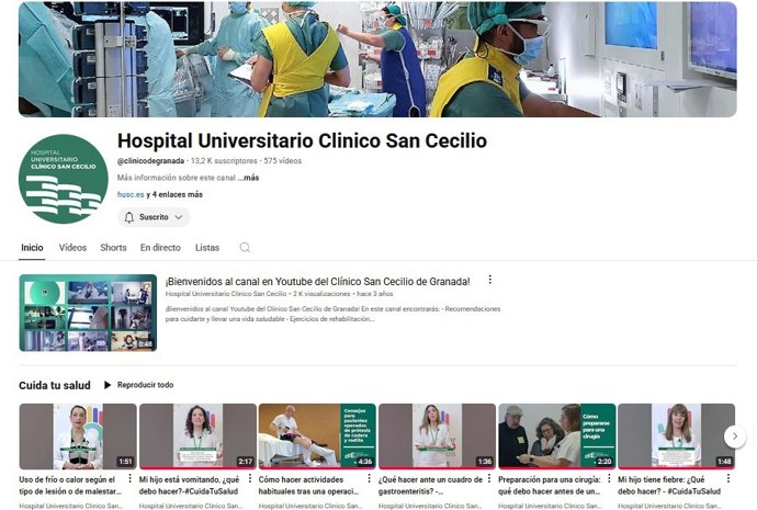 Imagen del canal de YouTube del Clínico de Granada