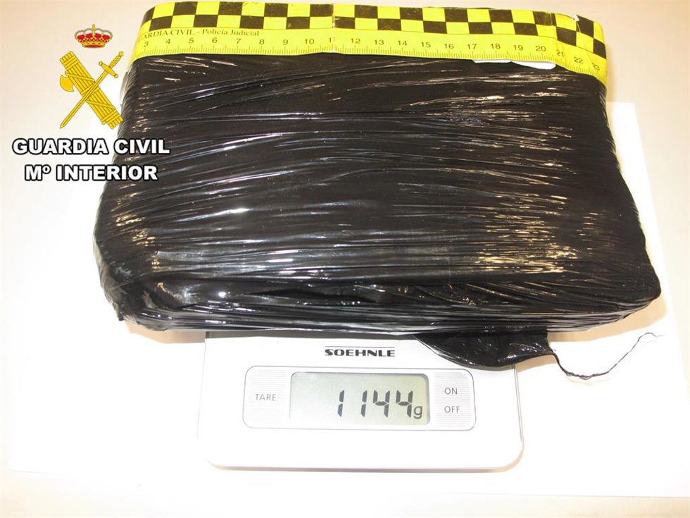 Paquete con la cocaína intervenida a los detenidos.