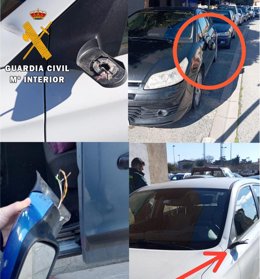 Imagen de los daños provocados a varios vehículos en Tafalla.