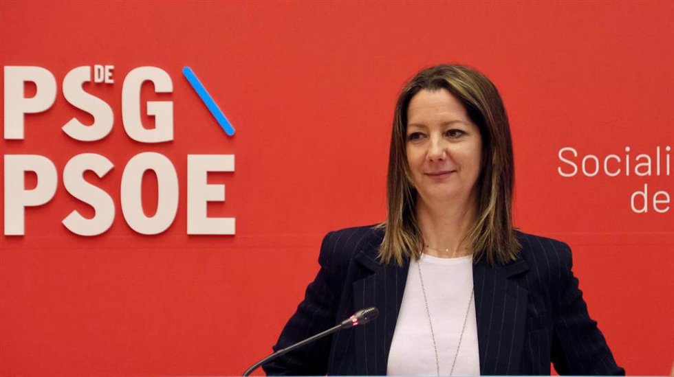 La secretaria de Organización del PSdeG, Lara Méndez, en rueda de prensa