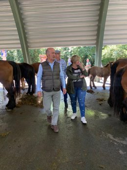 El diputado regional del PP de Asturias, Luis Venta, junto a la portavoz municipal en Quirós, Natividad Fernández, en el  II Concurso Exposición de Ganado Caballar.