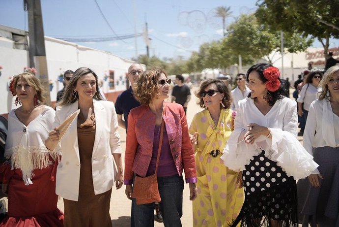 La secretaria general del PSOE-A, María Jesús Montero, este sábado en la Feria de Córdoba.