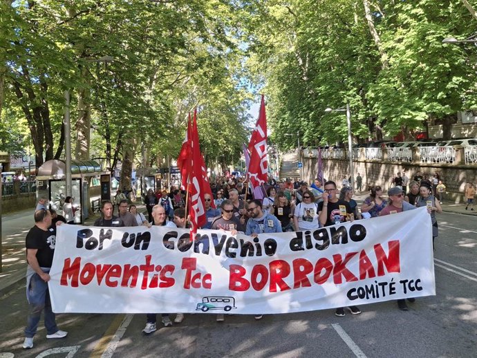 Manifestación de trabajadores del servicio de transporte urbano comarcal.