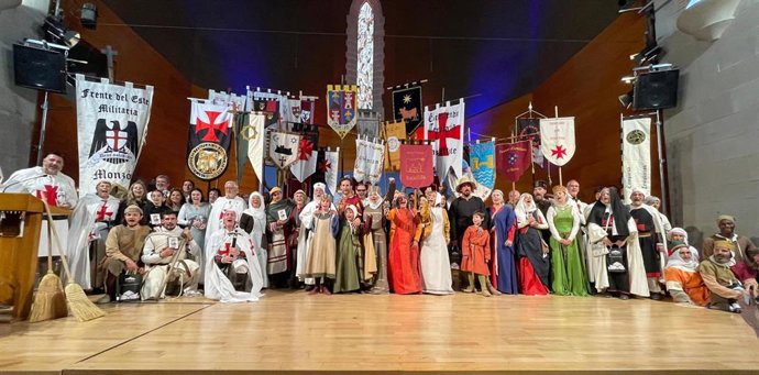 El alcalde de Monzón y presidente de la DPH, Isaac Claver, en los actos de este sábado en el Homenaje Templario a Jaime I y Guillem de Mont-rodón celebrado en la localidad montisonense
