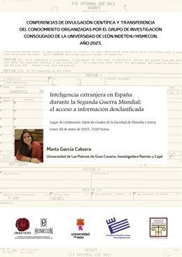 Cartel de la conferencia de la historiadora Marta García en la ULE.