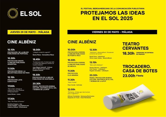 Programa de El Sol, Festival Iberoamericano de Comunicación Publicitaria, que se celebra en Málaga.