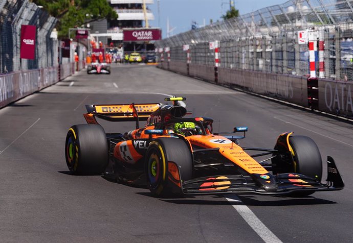 25 May 2025, Monaco: British Formula One driver Lando Norris of the McLaren team drives during the Formula 1 Monaco Grand Prix, at the Circuit de Monaco. Photo: David Davies/PA Wire/dpa