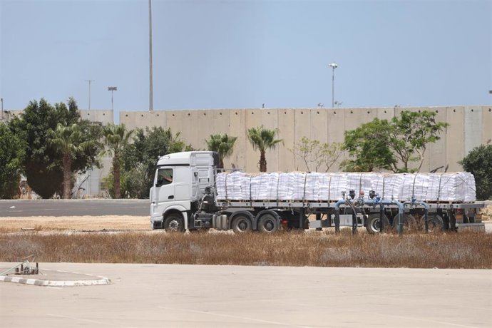 Camión en el paso fronterizo de Kerem Shalom