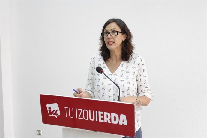 La secretaria de Organización de IU, Eva García Sempere, en rueda de prensa telemática para valorar la actualidad política.