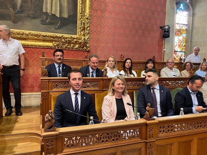 El presidente del Consell de Mallorca, Llorenç Galmés, este lunes antes de intervenir en el Debate de Política General de la institución insular.