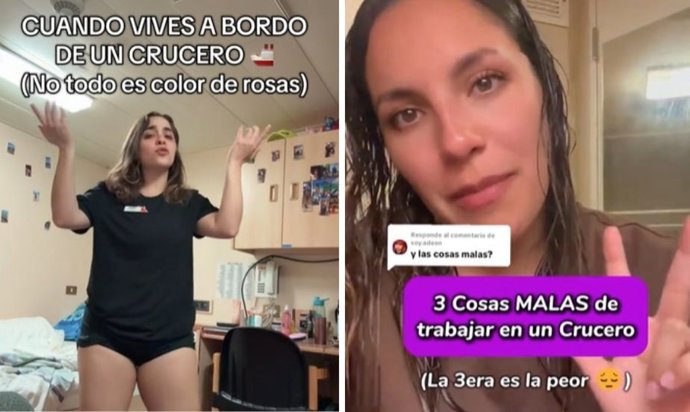 Capturas de Tiktok de vídeos de  @paodecrucero y @aldilo.11