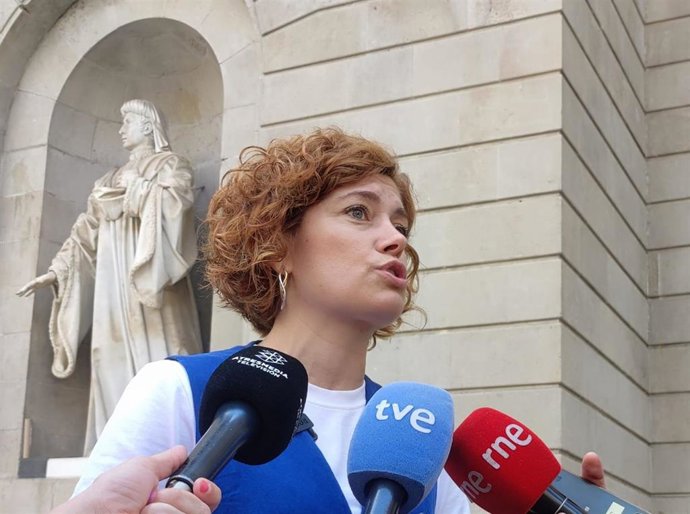 La secretaria general de ERC, Elisenda Alamany, en declaraciones ante el Ayuntamiento de Barcelona