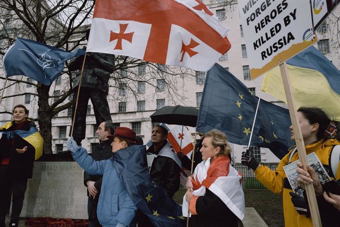 Archivo - Imagen de archivo de las protestas en Georgia.