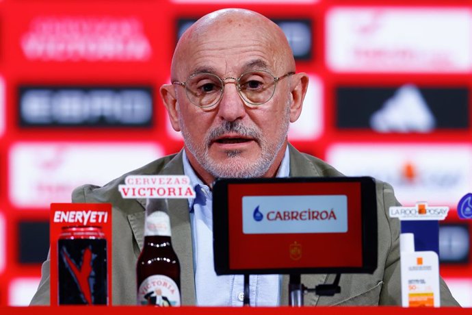 Luis de la Fuente, head coach of Spain, attends his press conference to announce the list of summoned players ahead the UEFA Nations League football match of Spain Team against France at Ciudad del Futbol on May 26, 2025, in Las Rozas, Madrid, Spain.